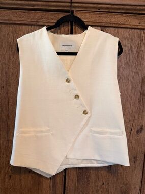 The Frankie Shop Cream Asymmetric Button-Front Vest